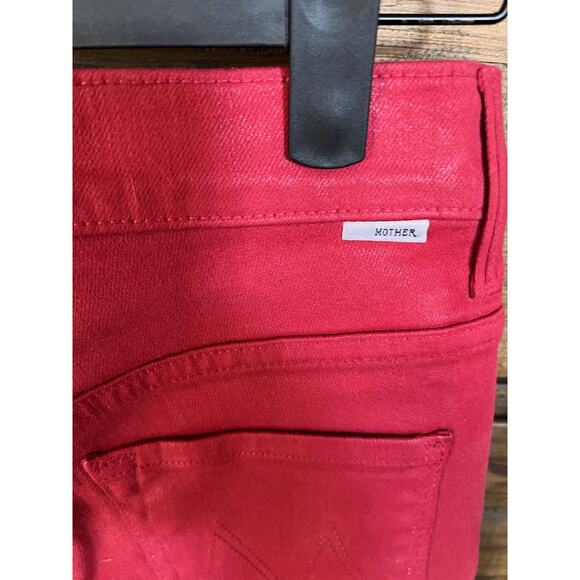 Mother Jeans Women's Sz 24 Red The Insider Crop Step Fray Distressed Hem - Picture 4 of 10